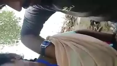 Outdoor MMS video of Desi whore stroking and sucking XXX phallus