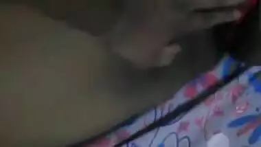 Woman in red lingerie lies on the bed and the Indian hubby is so horny