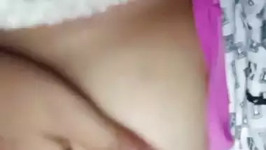 Cute girlfriend selfie boobs show to boyfriend