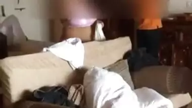 Big boob desi wife soniya in bra & shorts teasing room service boy