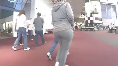 Curvy Indian lady in tight grey sweats!