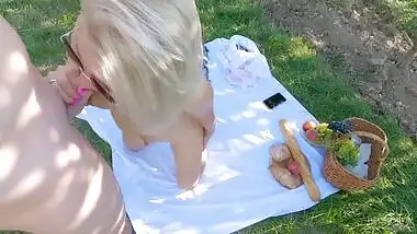 A stranger came when I was playing alone on picnic. He fucked my mouth & cum all over my face.