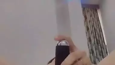 Nude Bhabhi presses boobs and fingers her pussy