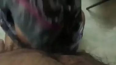 Bhabhi face covered giving blowjob