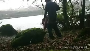 Teen step sister couldn't wait anymore! Fucked outdoors in public watched by strangers