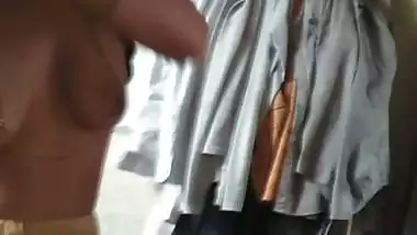 Cute bhabhi boob press by devar while topless