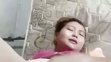 Nepali girl masturbating using big cucumber