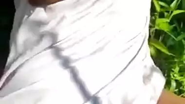 XXX show of Desi girl and boy fooling around on camera in the field