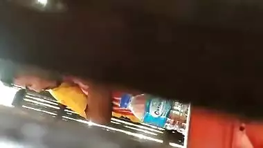 Lover standing fucking in a open restaurant, secretly captured