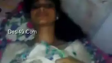 Obedient Desi girl during fun in bedroom permits BF to touch XXX tits