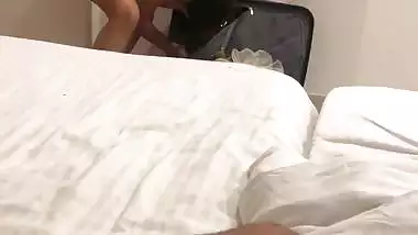 Wife in hotel room during honeymoon walks nude