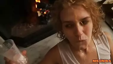 Sofi Puren _ The nymph gets fucked by the fireplace, in the ass and pussy. NIGONIKA POV 2022