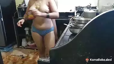 Macho Devar bangs his nude Bhabhi in the kitchen