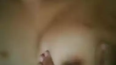 Girl can't fall asleep so she films porn video where she plays with Desi tits