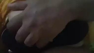 Desi wife big boobs pressing and showing by hubby in different bra 1