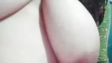 Unsatisfied cute bhabhi topless selfie showing long boobs