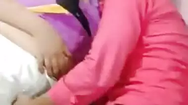Desi mom lies next to stepson and kisses his lips in front of camera