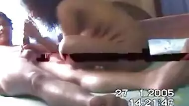 XXX sex movie of a perverteds pair recording their home sex session