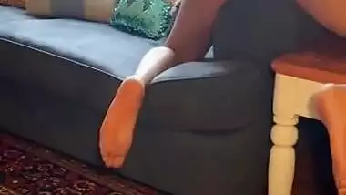 Horny Teensitter Ginger Gazelli Humps The Cum Out Her Pussy With Couch