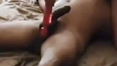 Sexy wife using vibrator toy in her husband balls to cum while riding his face