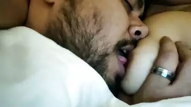 Licking and tickling boobs of beautiful GF