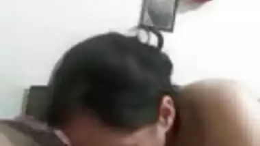 Mature sexy aunty sucks army man well