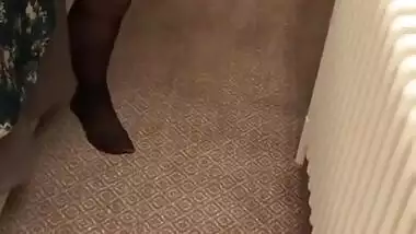 Pakistani Wife Getting Changed In To Stockings And Suspenders To Meet Husbands Friend In Hotel