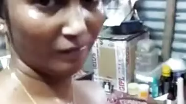 Sexy Desi chick with medium XXX tits records selfie video for BF