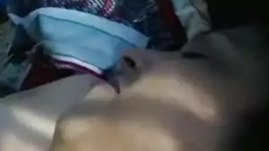 Indian wife performs a sex show with guy licking her XXX boobs